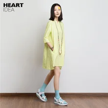 LYNETTE'S chinoisery маленький v-образным вырезом tianlan свободные женские свежие ramie one-piece платье