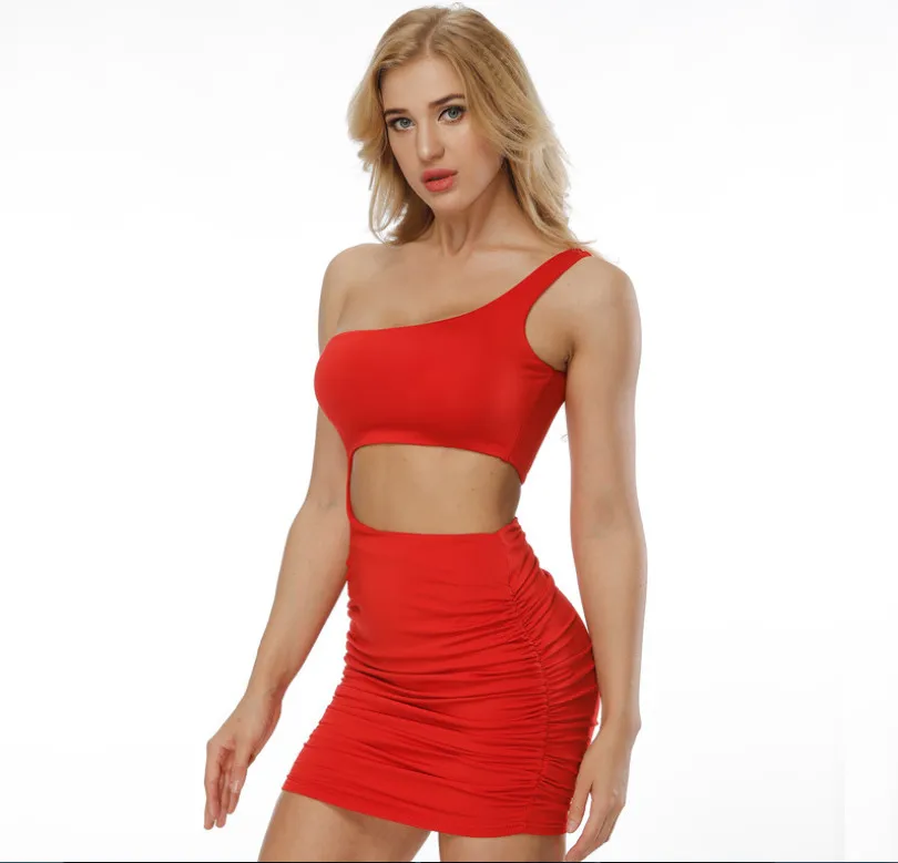 Milk silk shorn sexy nightclub sling shoulder bag hip dress 7_