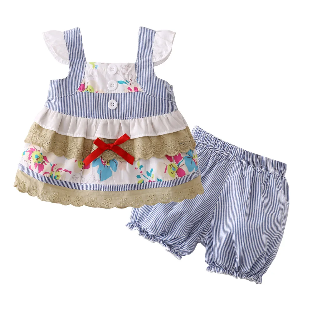 

2019 New Hot Selling Newborn Baby Girls Clothing Set 2 Pcs:Shirt+Pant Princess Summer Toddler Infant Clothes