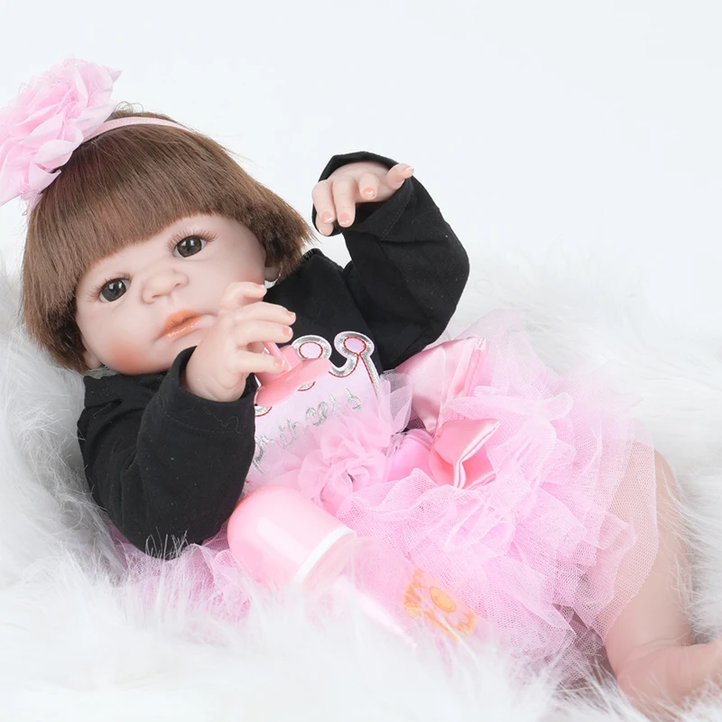 

handmade reborn baby 55cm 22inch full vinyl doll lifelike newborn baby sleeping baby doll Christmas Gift sweet baby