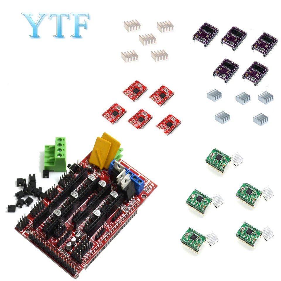 

1pc RAMPS 1.4 control panel 5pcs DRV8825 or A4988 Stepper Motor Drive 3D Printer Parts