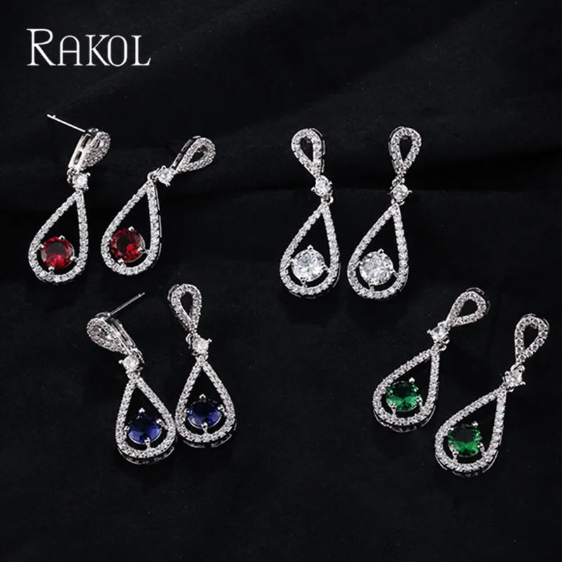 RAKOL Новый трендовый Асимметричный капли воды микро инкрустация CZ камень с
