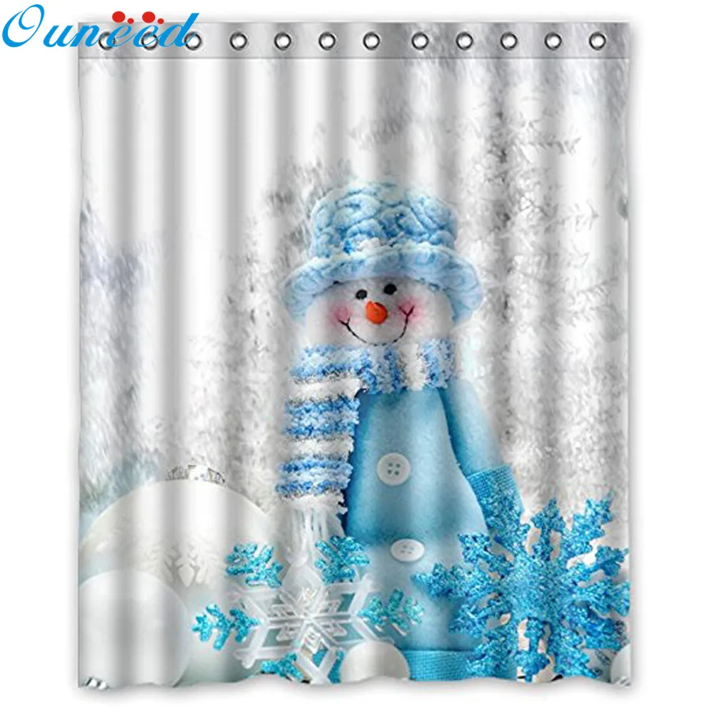 

Ouneed Shower Curtains Christmas cute snowman print Bath/Toilet Curtains with 12 hocks Fabric Waterproof Bathroom Shower Curtain