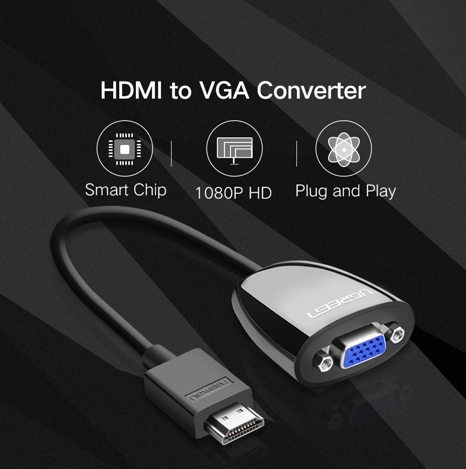 Ugreen HDMI в VGA разъем HDMI VGA Аудио адаптер мужчин и женщин HDMI-VGA конвертер кабель 1080P для xbox one PS3 PS4 HDTV PC L