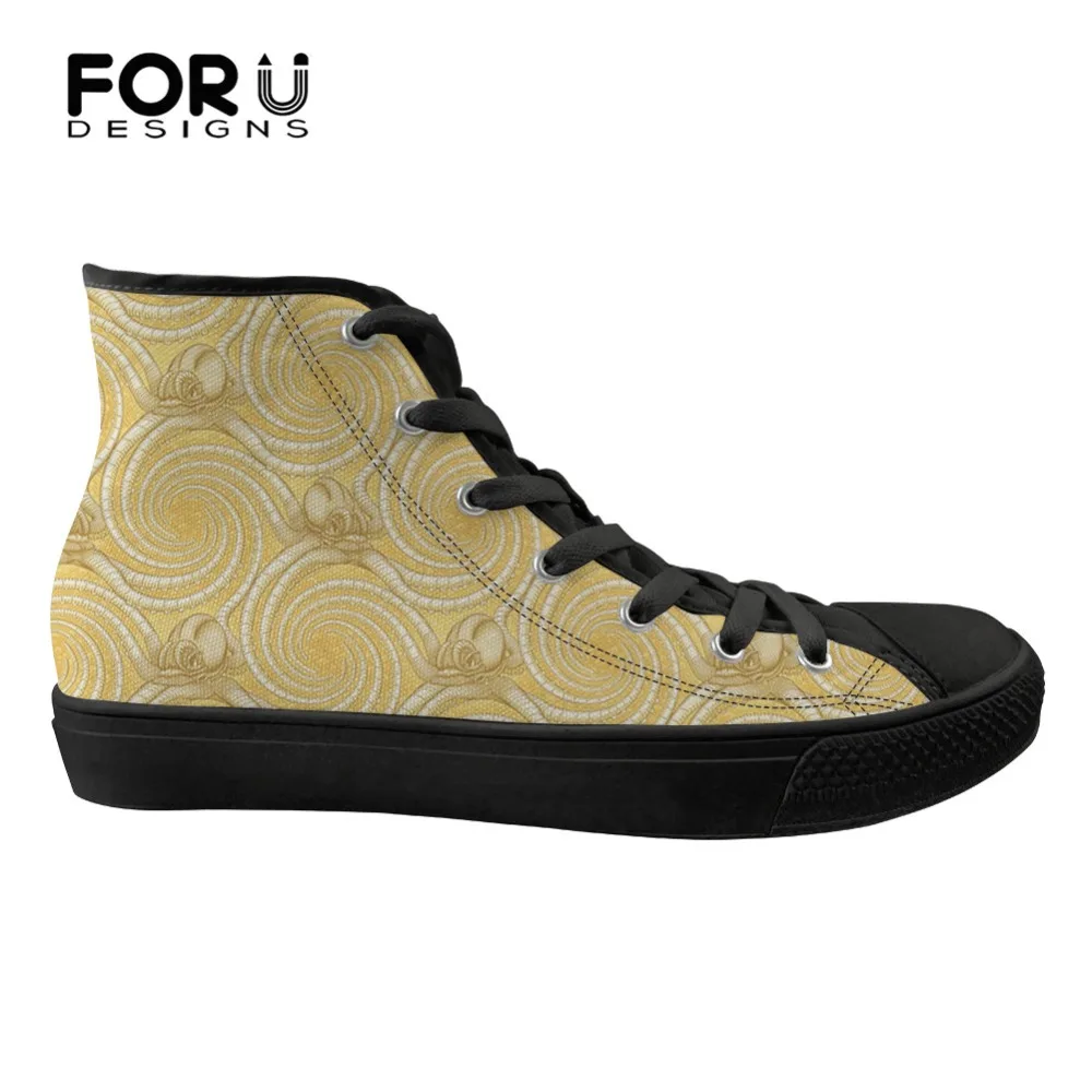 

FORUDESIGNS Flats Women Spring Shoes High Top Casual Sneakers Stylish 3D Octopus Printed Women's Fashion Canvas Vulcanized Shoes