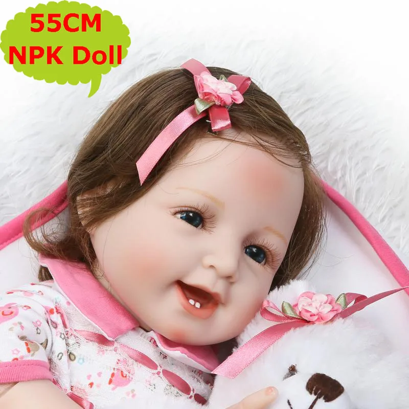 

NPK Doll 22"Silicone Reborn Baby Dolls Super Real Alive Bebe Menina Beautiful Dolls Lifelike Baby Toys For Kids Girls Brinquedo