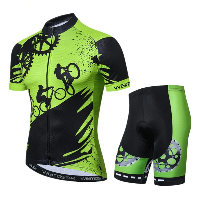 Weimostar Pro Cycling Clothing Man Mountain Bike Clothing Short Sleeve Cycling Jersey Set Men Anti-UV Bicycle Wear Clothes - Цвет: Color 3