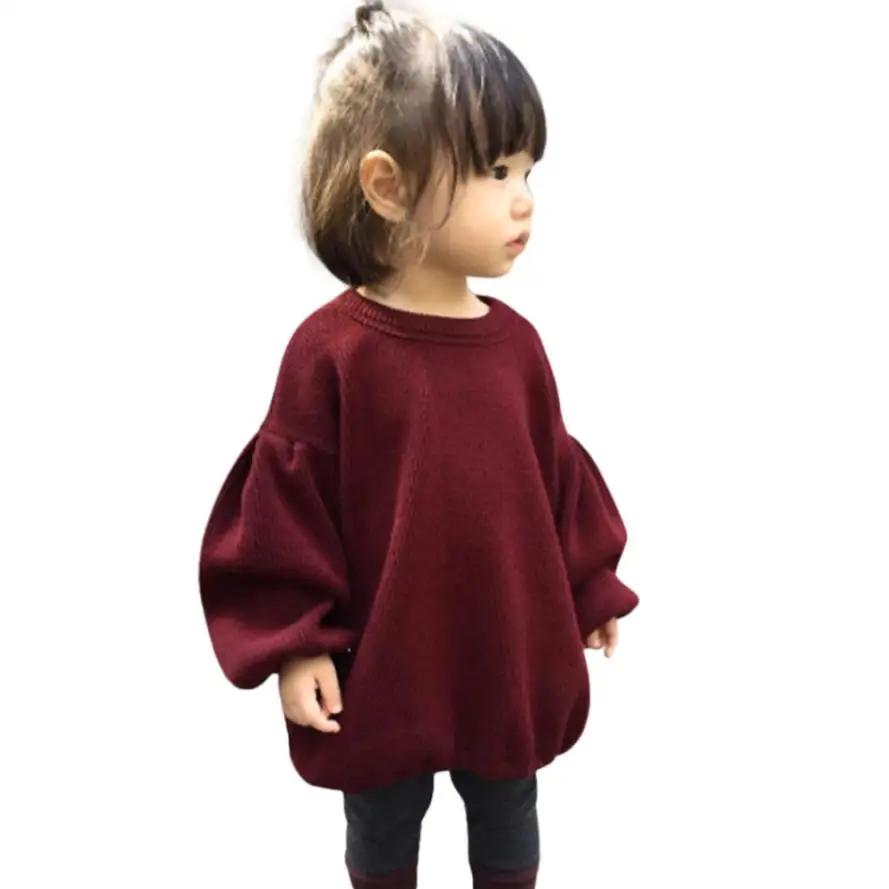 

Toddler Infant Baby Kids Girls Solid Lantern Sleeve Shirt Tops Outfits Clothes #Y1