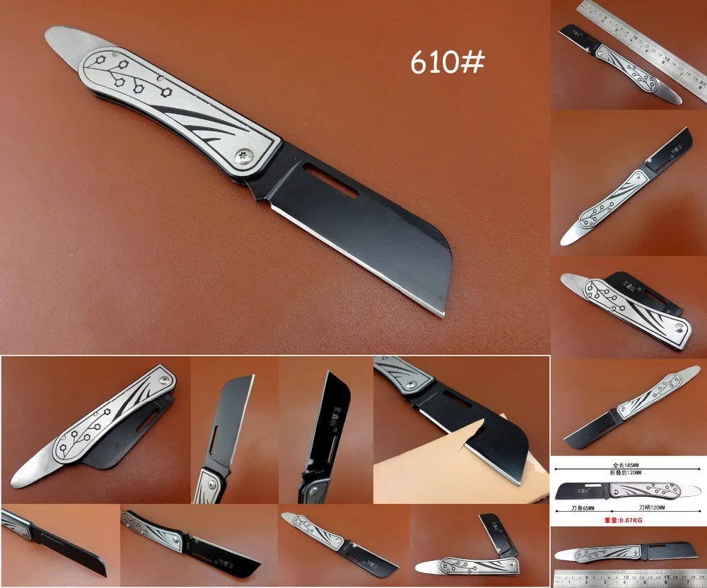 

1pc 610# Leather Craft Skiving Carve Cutting Cutter Knife Crease Polishing Shaping 2 in 1 Tool - Creaser Groover Beveler Punch