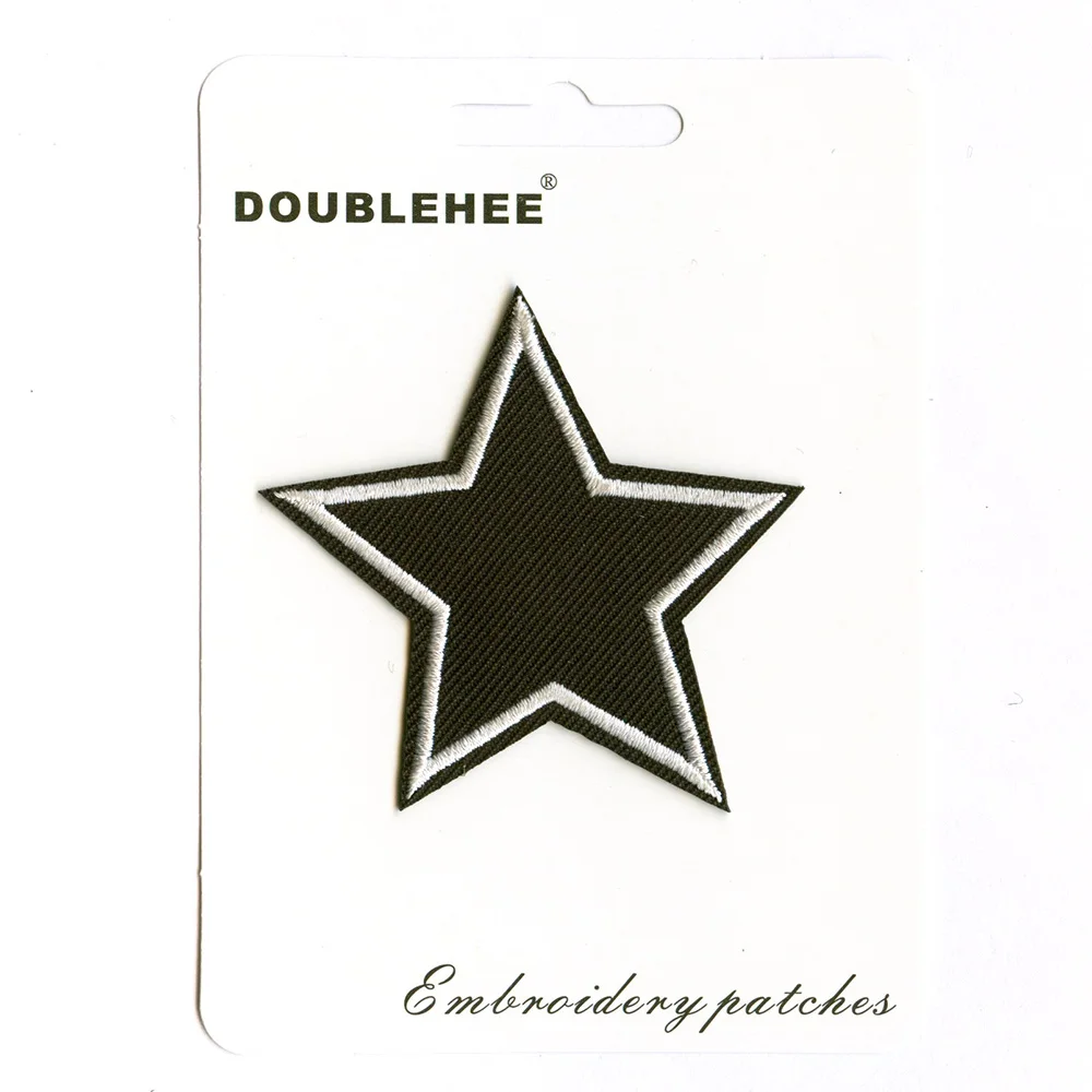 

Black White Pentagram Supermarket Gift Card Instruction Patch Embroidered Iron On Patches Cloth Coat Bag Shoes DIY Accessories