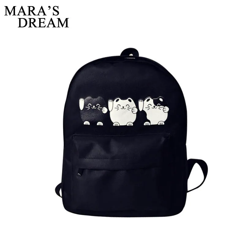 

Mara's Dream Cat Printing Backpack Women Bag Canvas Large Capacity Backpack Female Rucksack School Bag Mochila For Teenage Girls