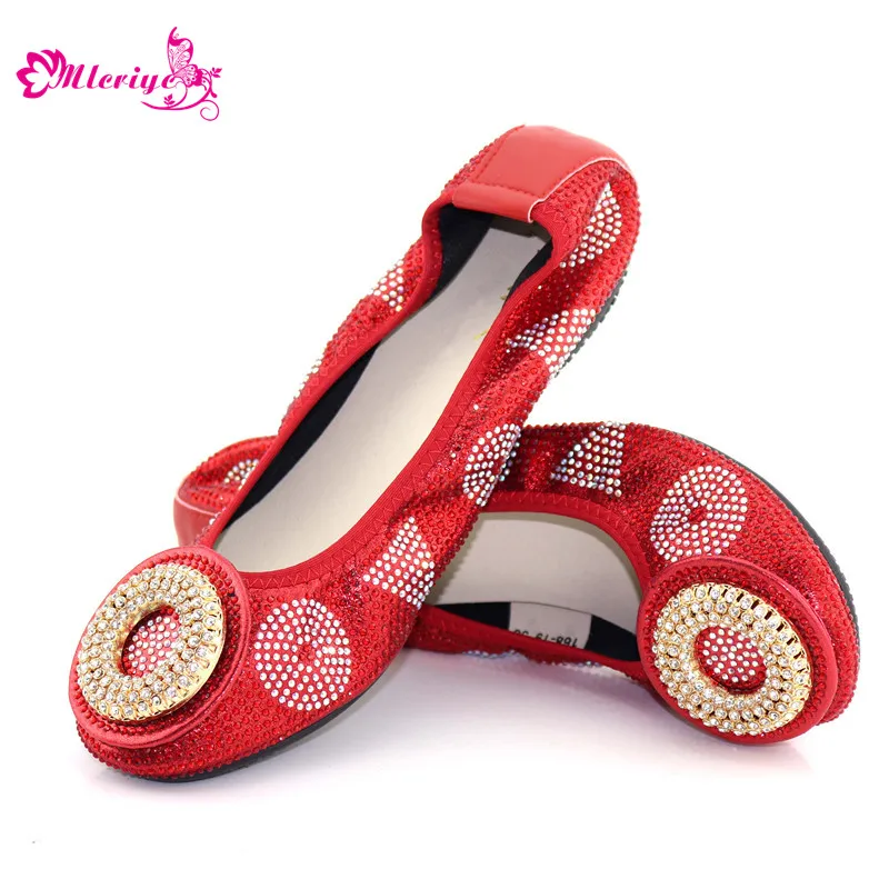 

2019 New style Nigerian African ladies 'fashionable flat-bottomed women's shoes red color dance shoes comfortable soft bottomed