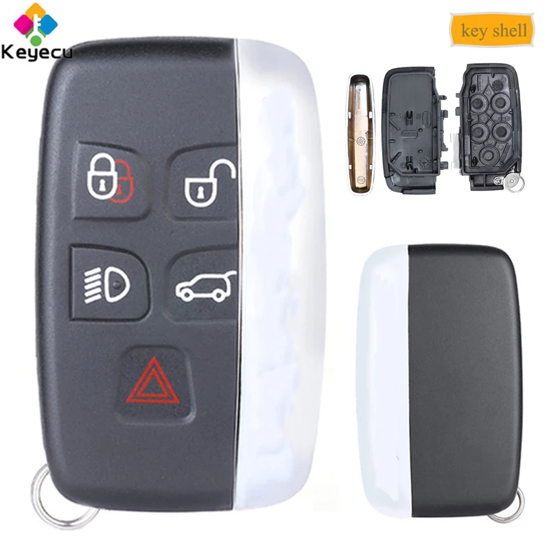 

KEYECU Replacement Smart Remote Control Car Key Shell Case With 5 Button - FOB for Jaguar XF XJ XE XK F-Type 2014-2017 KOBJTF10A