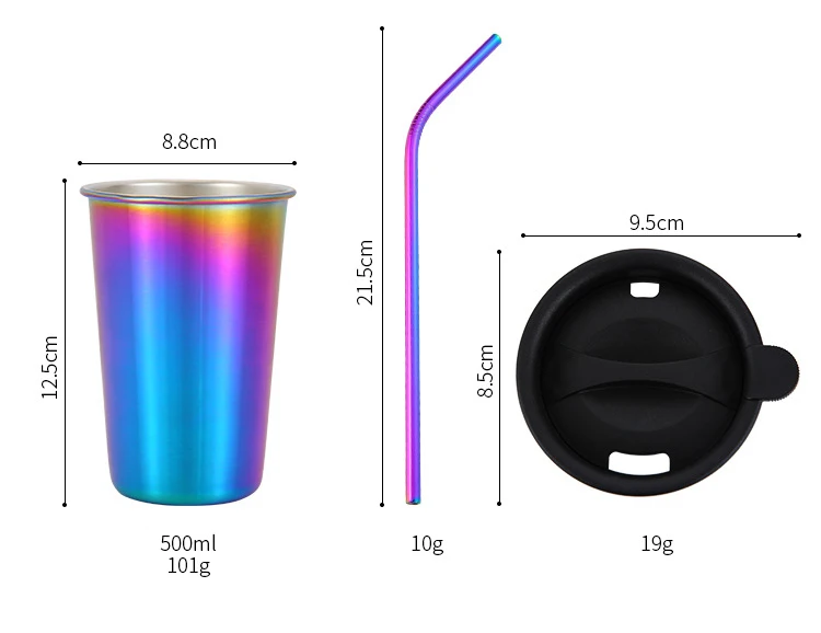 Крутая цветная чашка для воды, 304 нержавеющая сталь, кофейные кружки, металлическая соломинка, многоразовая, для отдыха на природе, кружка для путешествий, питьевой сок, чай, пивная чашка