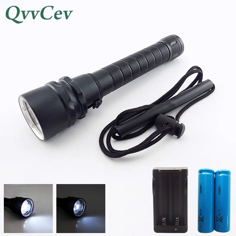 High Power T6 L2 Led Diving Flashlight Waterproof Adjustable flash light torch lamp 18650 battery for underwater fishing camping