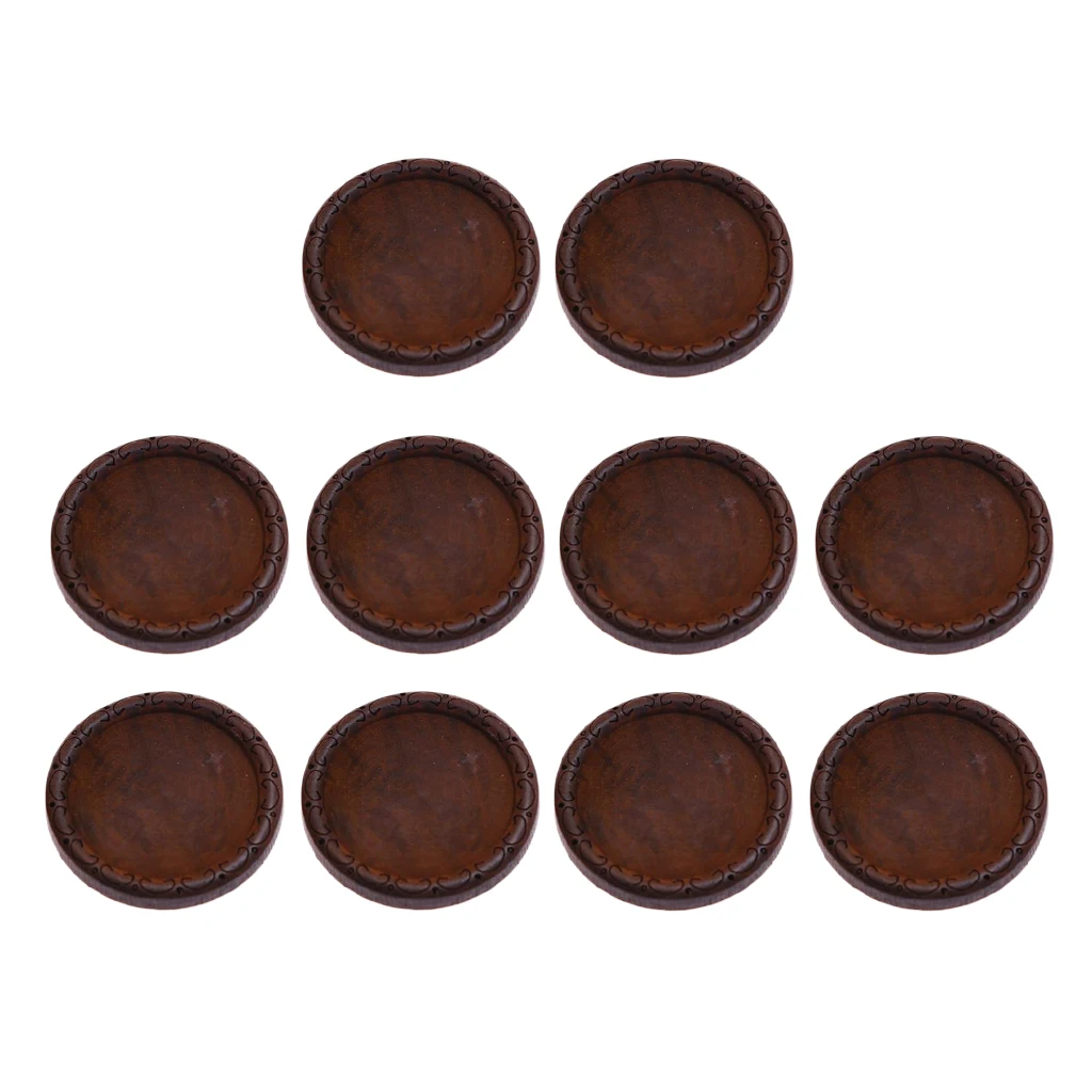 10 Pieces Brown Round Natural Wooden Blank Cameo Charms Cabochon Base Settings Blanks Tray DIY Necklace Bracelet Pendants 30mm
