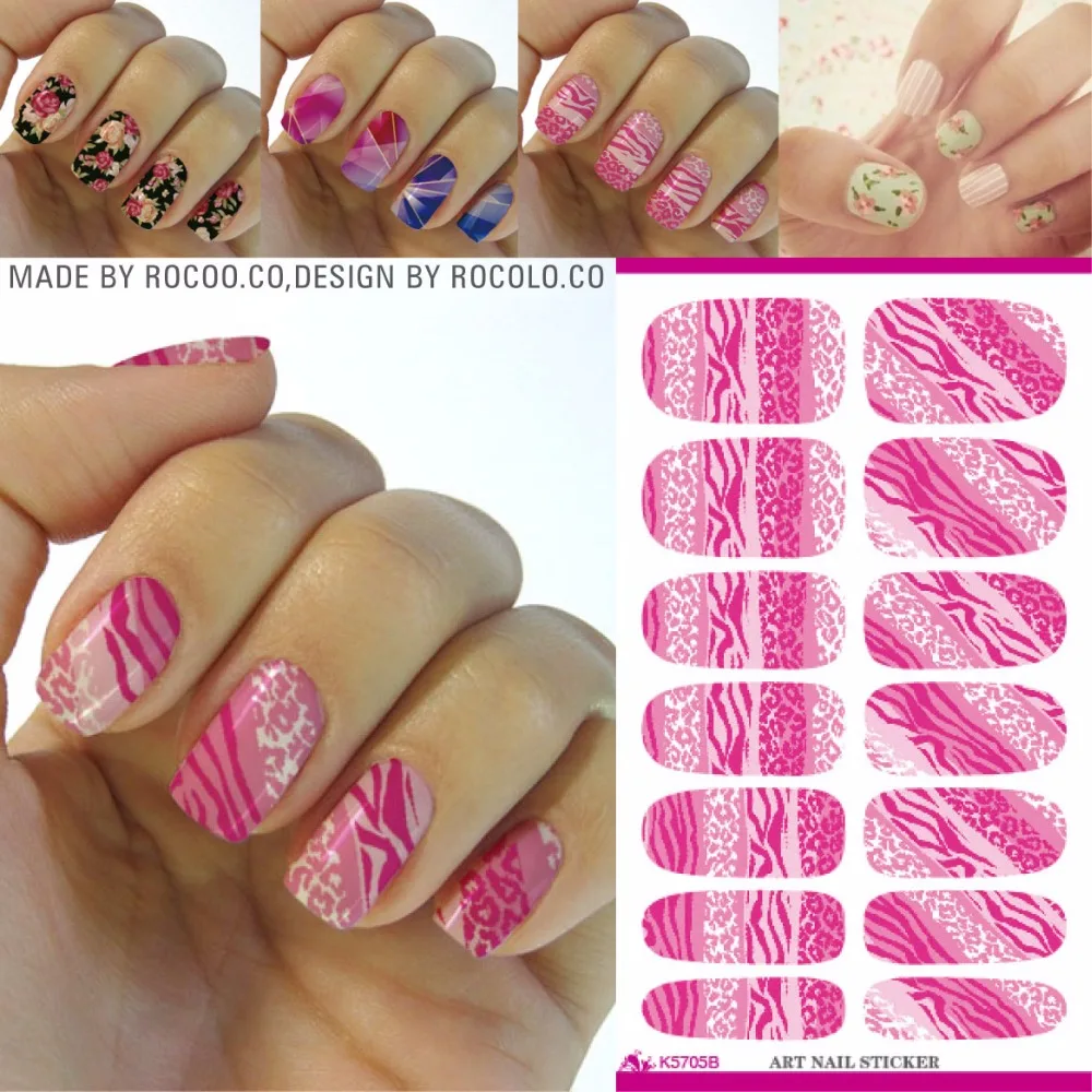 

Rocooart K5705B Pink Leopard Water Transfer Nail Art Sticker Glitter Manicure Water Decal Minx Nail Decor Tool Nail Foil Sticker