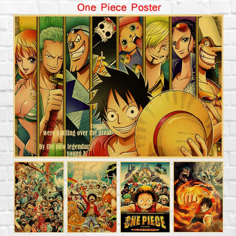 Buy Vintage one piece Anime poster retro poster Painting Home Room Decor Kraft