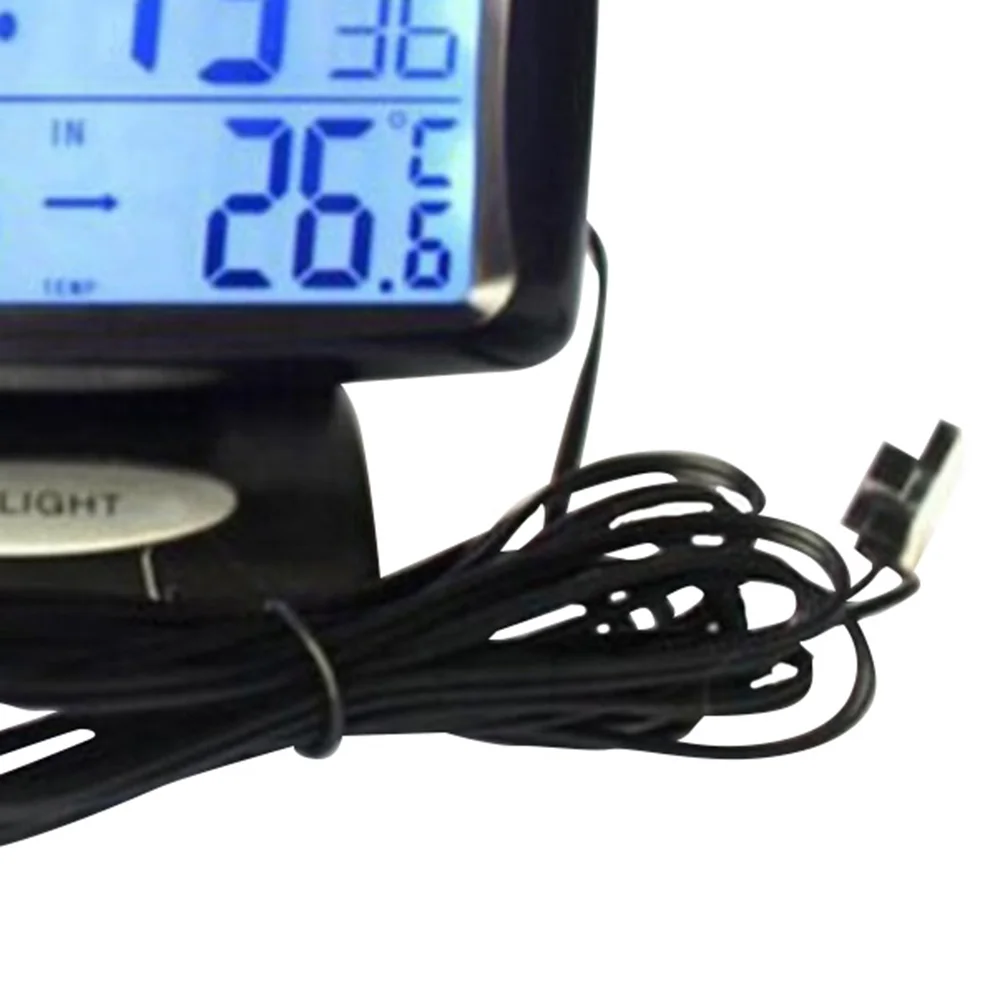 Электронные часы для автомобиля измеритель температуры Авто крытый и открытый термометр двойные датчики синяя светодиодная подсветка