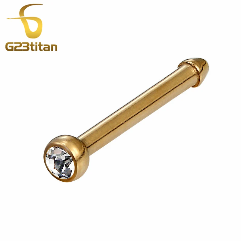 G23titan розовое золото Кристалл пирсинг для носа Nostril пирсинг ювелирные изделия G23 титановые гвоздики для пирсинга Нос Кольца тела ювелирные изделия
