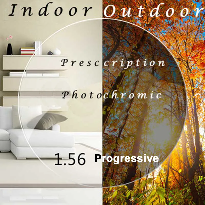 1.56 Photochromic Free-form Progressive Aspheric Optical Prescription Lenses Fast and Deep Color Coating Change Performance