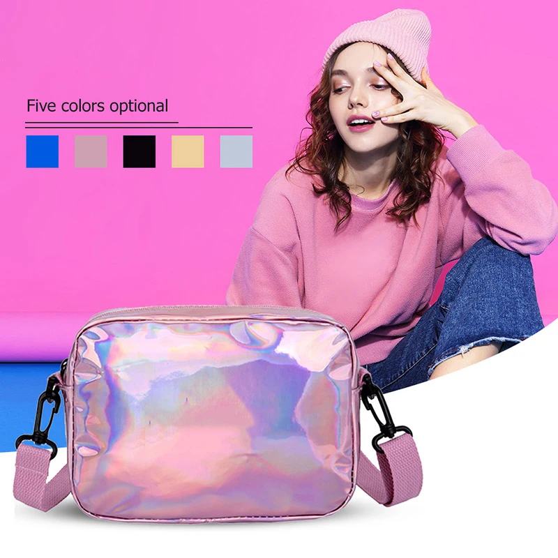 

Small Laser Crossbody Bag Women Fashion Casual Zipper Messenger Shoulder Bag Chain Strap Flap Designer Handbags Clutch Bag