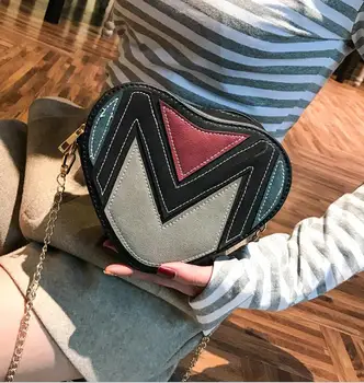 

new New fashion single shoulder sloping across zero purse bag, cool women's bag messenger bag peach heart chain BRANDIS