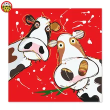 Мультфильм корова декоративный холст красный праздничный свадебный подарок простой может быть настроен большой размер diy картина маслом по номерам