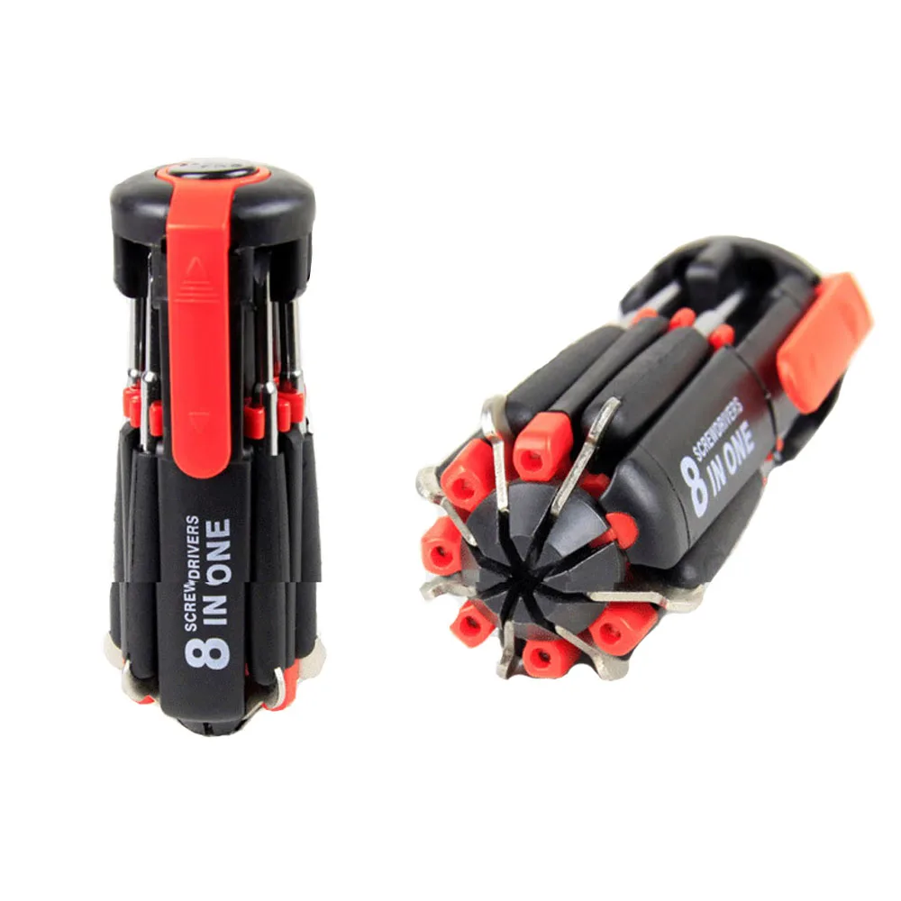 

8 in one Screwdrivers LED Torch Light Up Multi-Purpose Universal Screwdriver Repair Mini Hand Tools