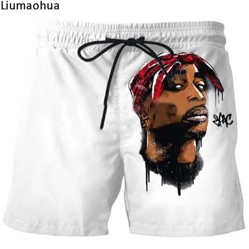 Pantaloncini Повседневная estivi da uomo Бьянки Повседневная pantalone, stampa pantaloni da spiaggia 2PAC Тупак