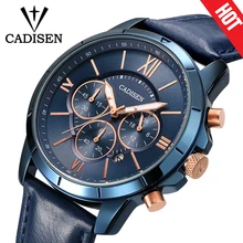 CADISEN NEW Men Watch Male Leather Automatic date Quartz Watches Mens Luxury Brand Waterproof Sport Clock Relogio Masculino+Box relogio masculino lige men watch male leather automatic date quartz digital watches mens luxury brand waterproof sport clock box