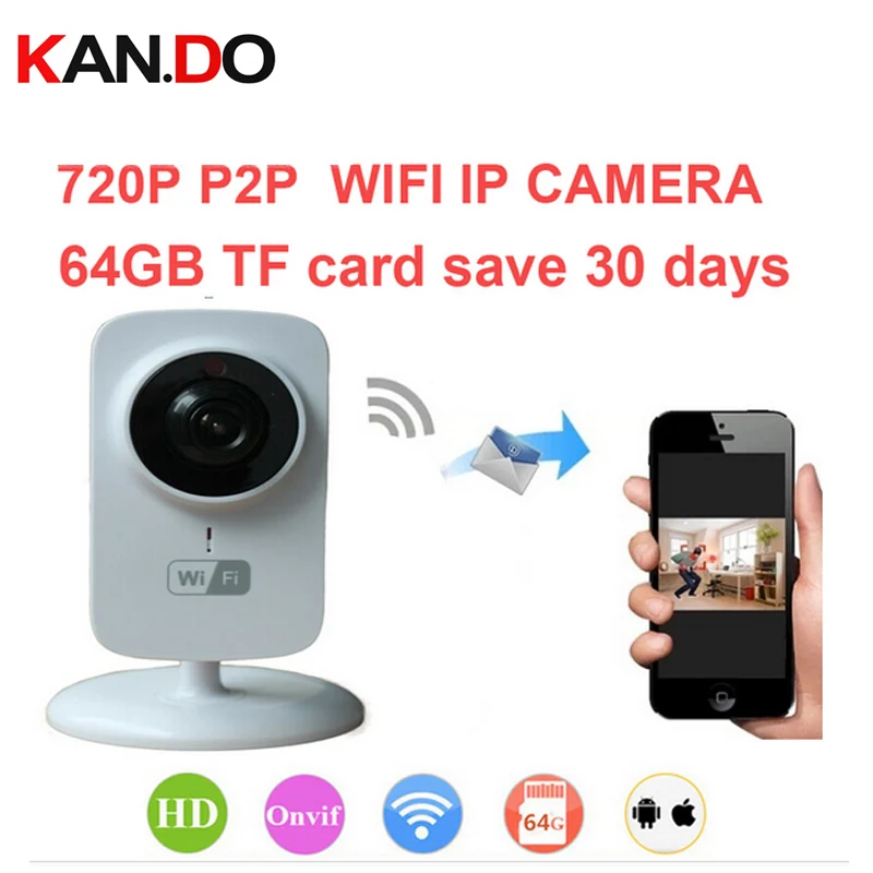 

64Gb save 30 day 720P H.380 WiFi IP Camera Remote Home Security Surveillance System Onvif P2P network camera Video Surveillance