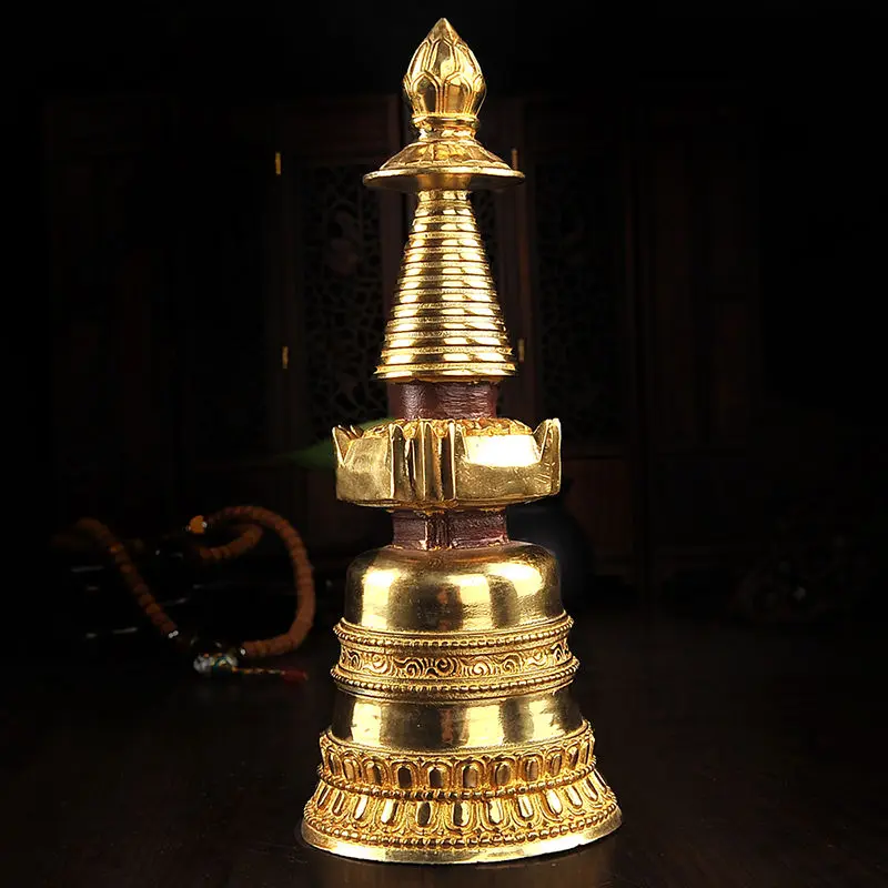 

Buddha Tibet Tibetan Buddhist Mikky Copper Gilding Stupa Tower Divine Focus