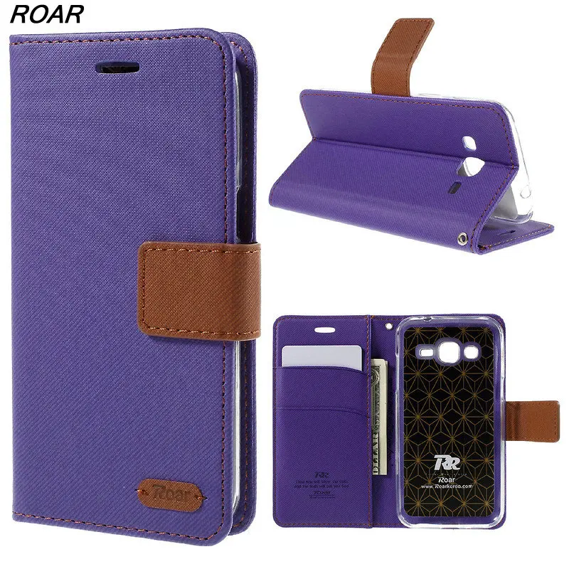 For Samsung J2 2015 Case Roar KOREA Diary Wallet Stand Twill PU Leather Phone Flip Cover for Galaxy J200 | Мобильные телефоны и