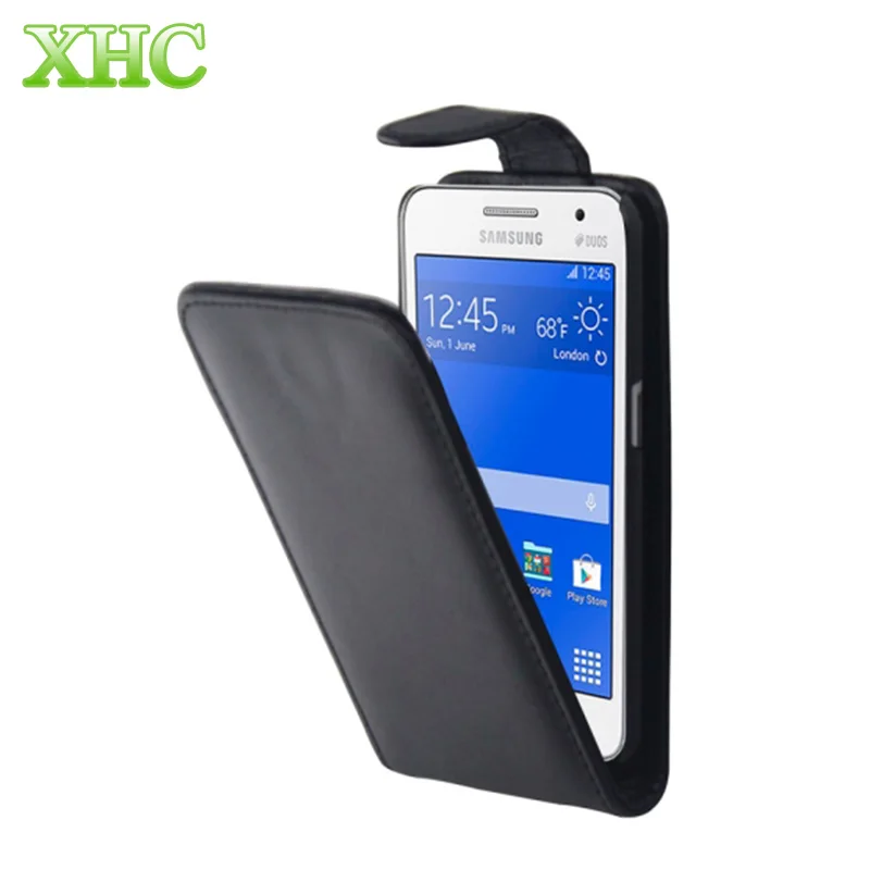 

Mobile Phone Up and down case Pure Color Vertical Flip Leather Case for Samsung Galaxy Core II / SM-G355H(Black)