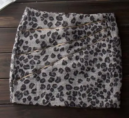 Leopard Летняя новая мода натуральная серая леопардовая Женская юбка Акция леди линия леди молния шерстяная прямая мини юбка N52 - Цвет: Leopard