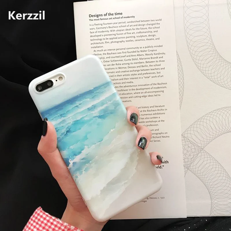 Kerzzil Blue Sea Waves beach для iphone 7 Чехол 7Plus IMD Ocean TPU чехол X 6 6s 6plus 6splus 8 8plus задняя крышка Coque |