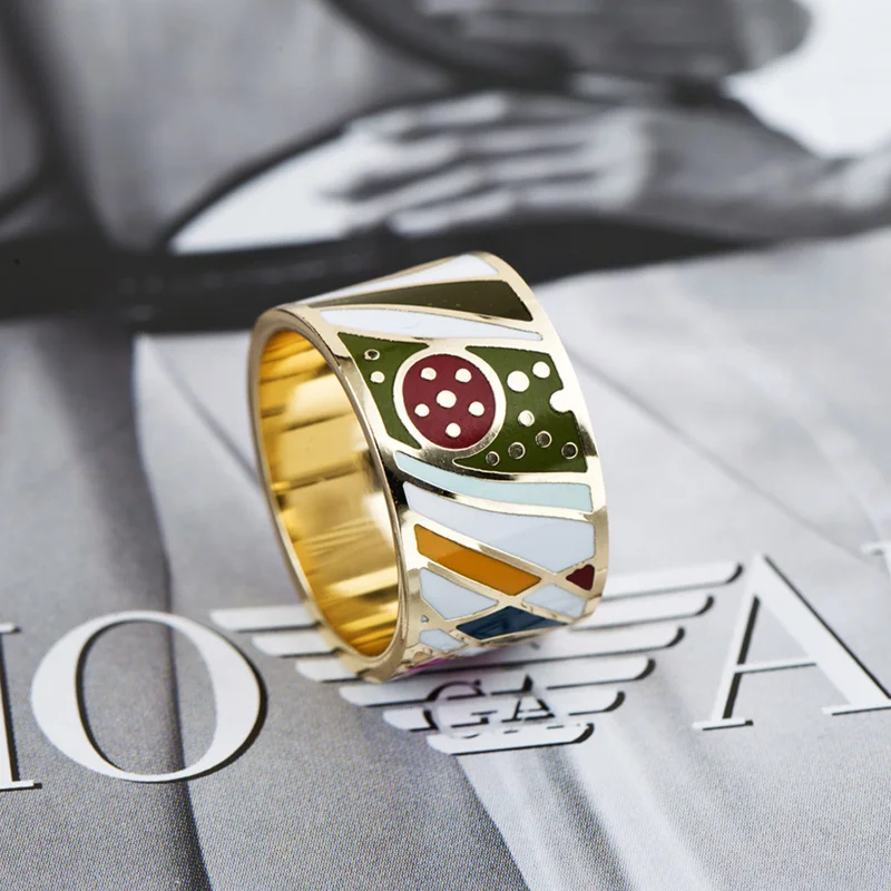 

Free Shipping Colorful Stripe Design Enamel Jewelry Ring ,1pcs/pack