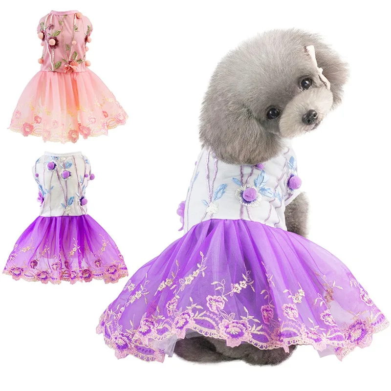 Одежда для собак весенне-летнее платье с вышивкой щенка вечерние платья roupa cachorro для маленьких и средних собак