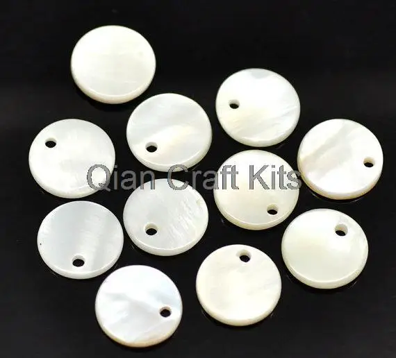 

300pcs thick Shell flat disc round beads with side hole 13mm