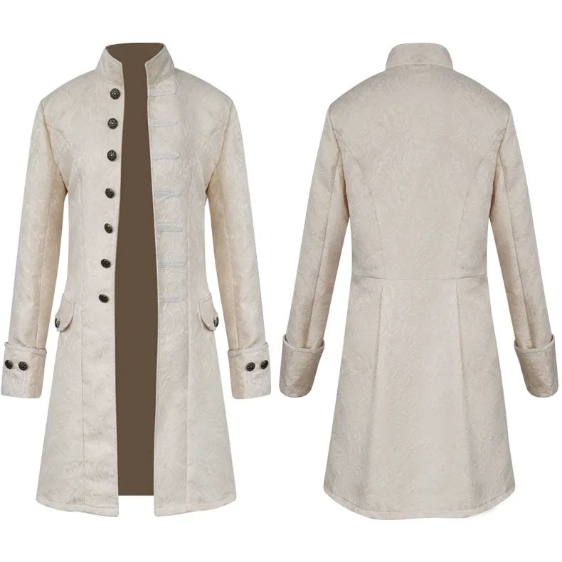 Finest  New Steampunk Men's Windbreakers Retro Trench Man Jacket Coat Gothic Victorian Dress Uniform Mediev