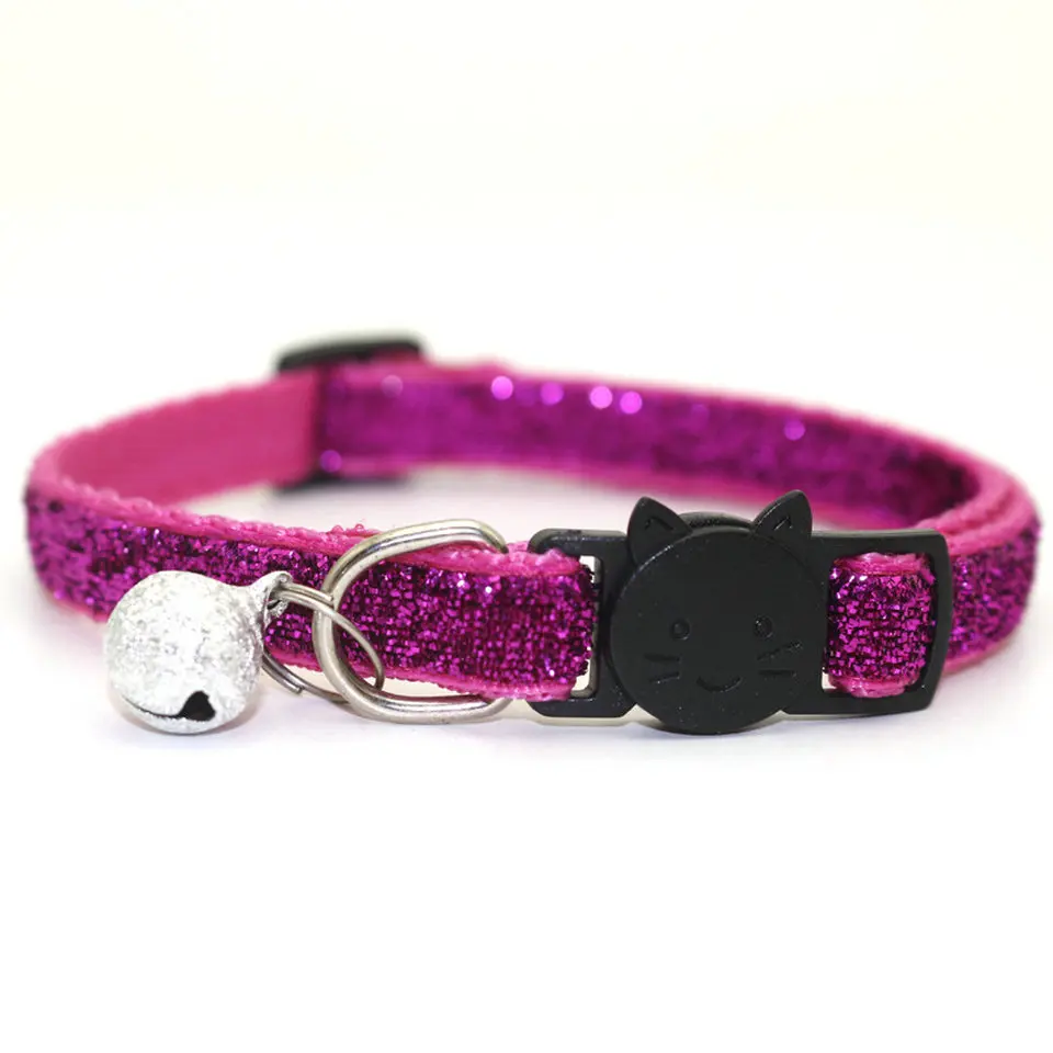 Pet Dog Sequin Collar With Bell Breakaway Fashion Sequin Puppy Small Dog Collar Neck Strap Dog Accessories Pet Supplies