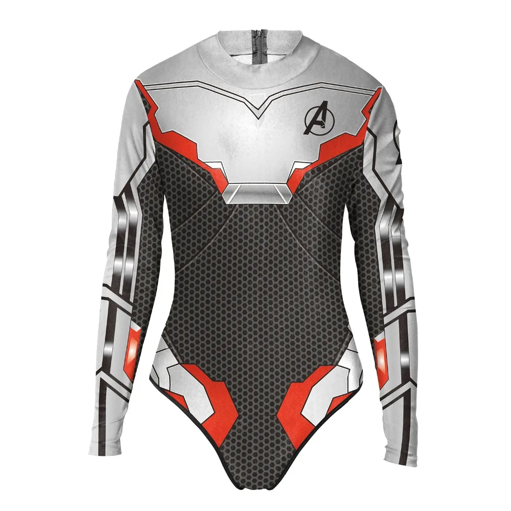 Avengers Endgame Quantum Realm Cosplay Swimwear Women's One Piece Long Sleeve Swimsuit Advanced Tech Swimming Bathing Suit