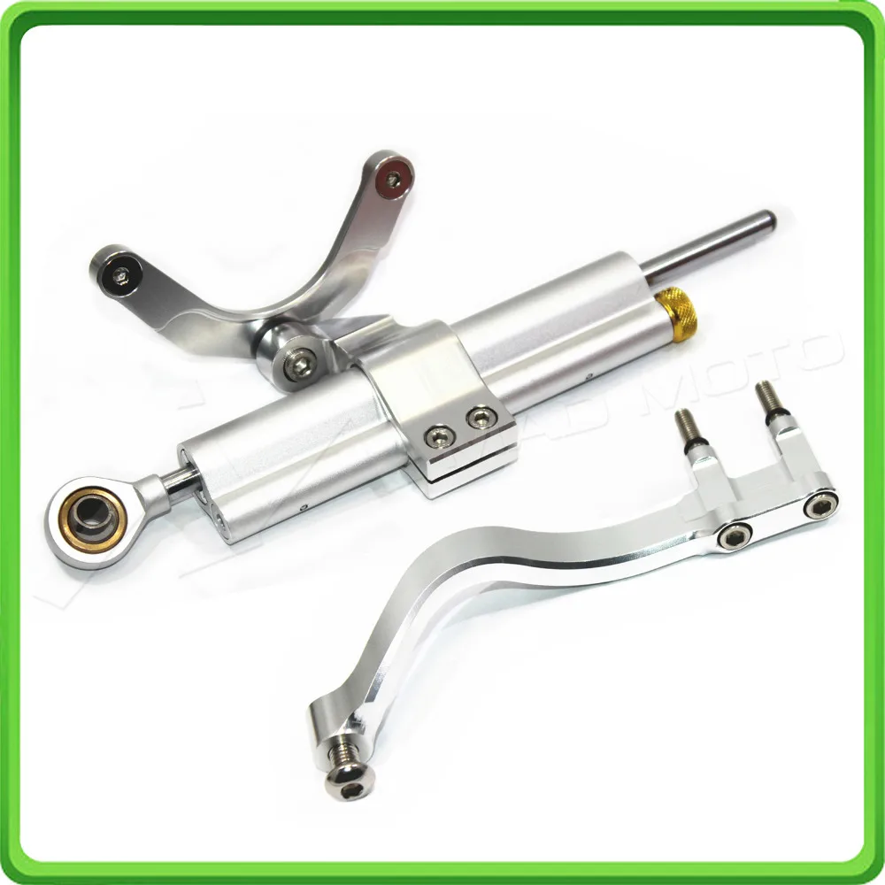 For MV Agusta F3 675 800 2012 2013 2014 2015 2016 2017 Steering Damper Stabilizer & Bracket Mount Kit Silver color (8)