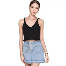 Sexy Womens Plunging V-Neck Vest Tops Cropped Wavy Hem Sleeveless Knit Shirt Bottoming Sweater Tank Top Summer Blouse Camisole fashion plunging neck strappy ruffles tank top for women
