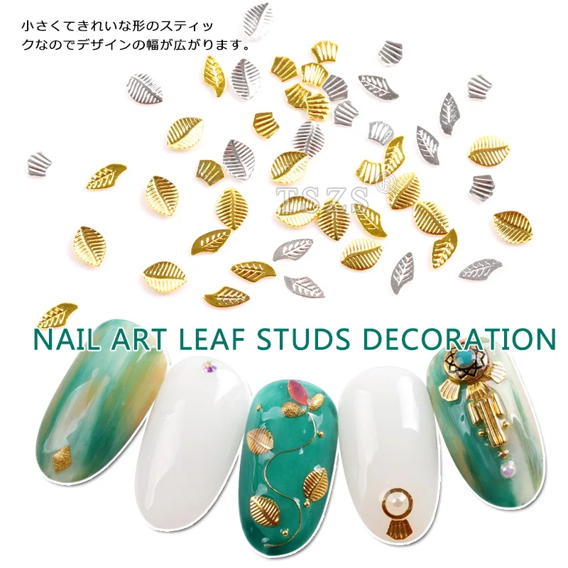 

150pcs/lot New Arrival 3D Mini Metal Studs Rivet Nail Art DIY Decoration Gold Silver Leaf Design