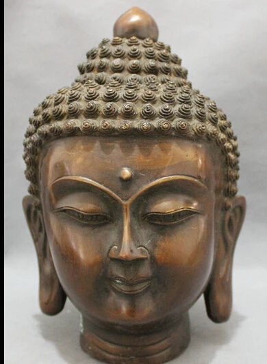 

dr114 9" Tibet Bronze Copper Buddhist Joss Shakyamuni Sakyamuni Buddha Head Statue