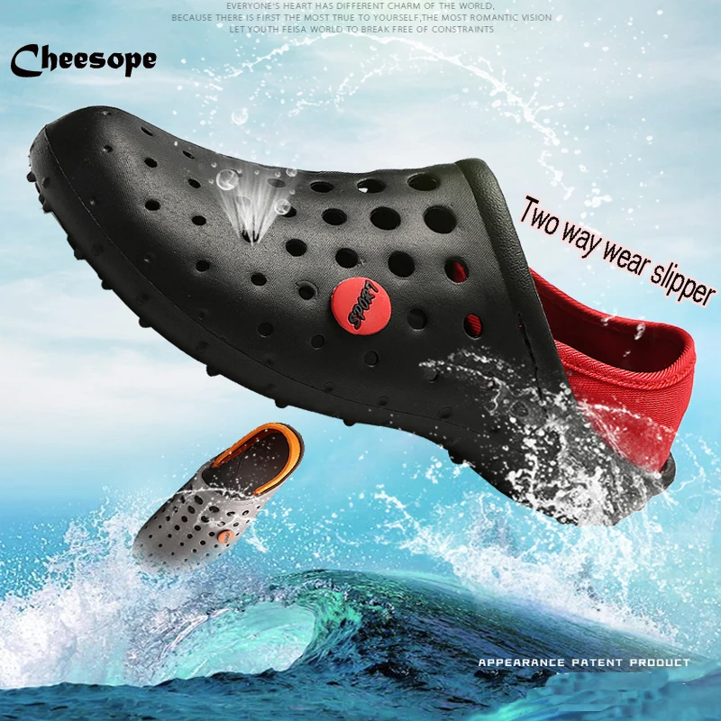 

summer mens sandals mentwo way wear hole shoes cross beath shoes water shoes fashion mens slipper casual hole shoes 2018 new