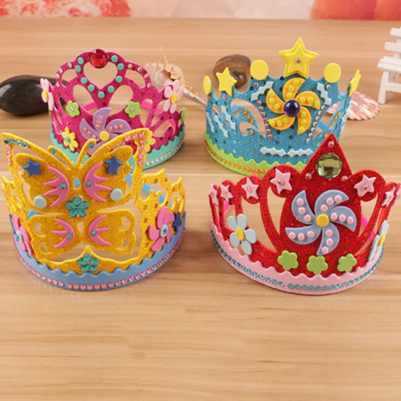 EVA пена бумага корона с блестками творческие цветы Звезды узоры искусство для детского сада детей DIY ремесленные игрушки украшения для вечеринки сделанные своими руками подарок