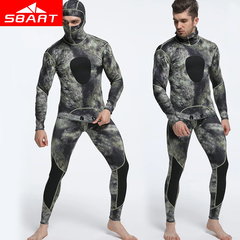 

SBART Professional 1.5MM Neoprene Wetsuit Men Pesca Diving Spearfishing Wetsuit Two-Piece Diving Suit Surf Snorkel Swimsuit